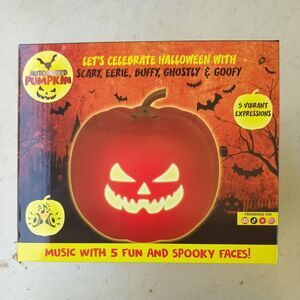 Pinnacle Automated Pumpkin Halloween LED Music 5 Spooky Faces NIB Not Waterproof